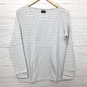 New UNTUCKit Women's Leoville Black & White Stripe Long Sleeve Top size Large